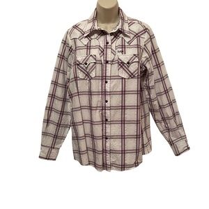 Cruel Girl Western Shirt long Sleeve Cotton Blend Plaid Size 2XL Snap Front